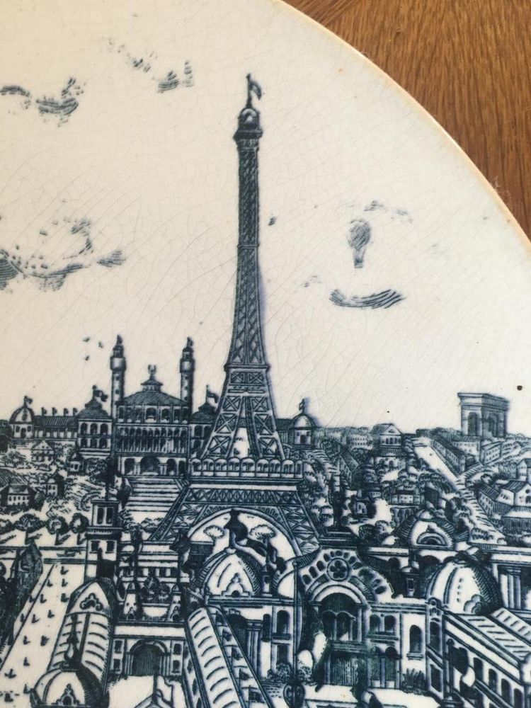 Grande piatto in ceramica, "la Grande Roue De Paris, exposition Universelle De Paris" Circa 1900