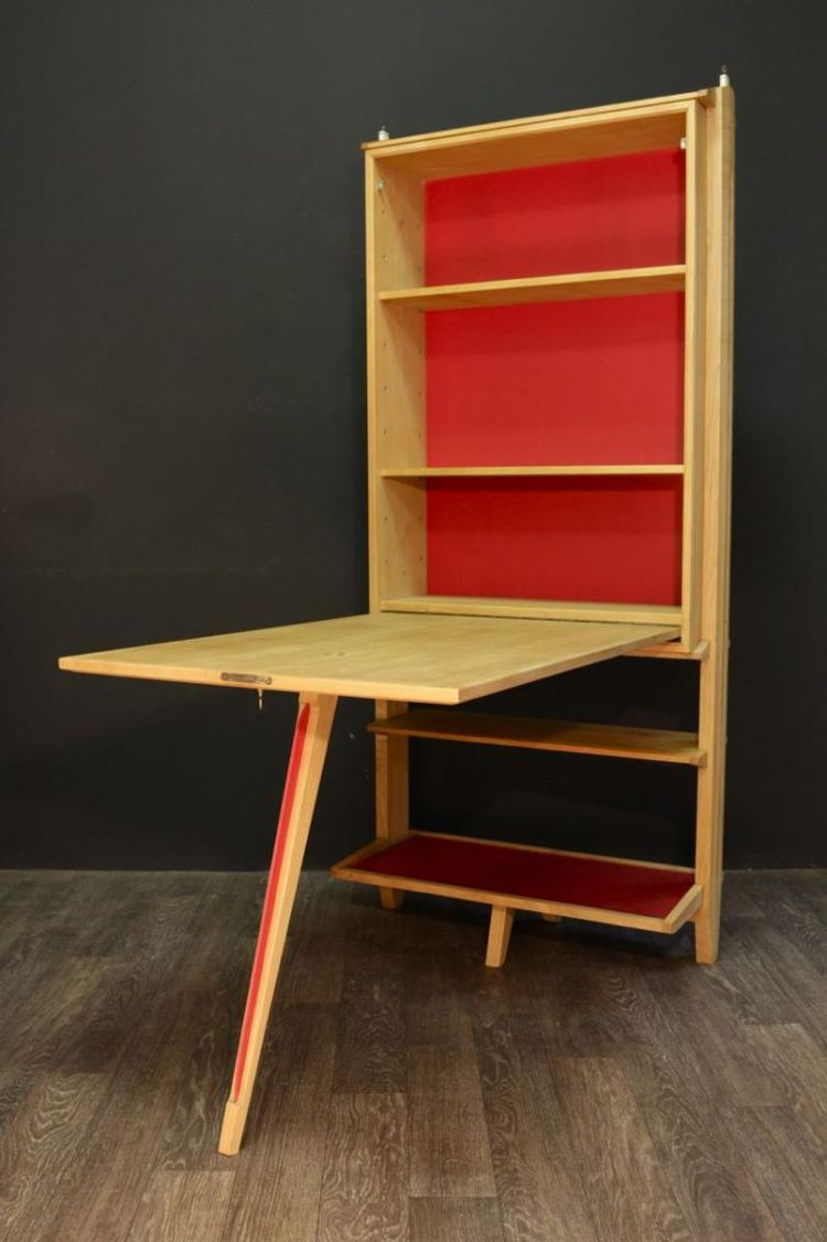 Janette Laverrière e Maurice Pré, scrivania/libreria in quercia, 1958 circa