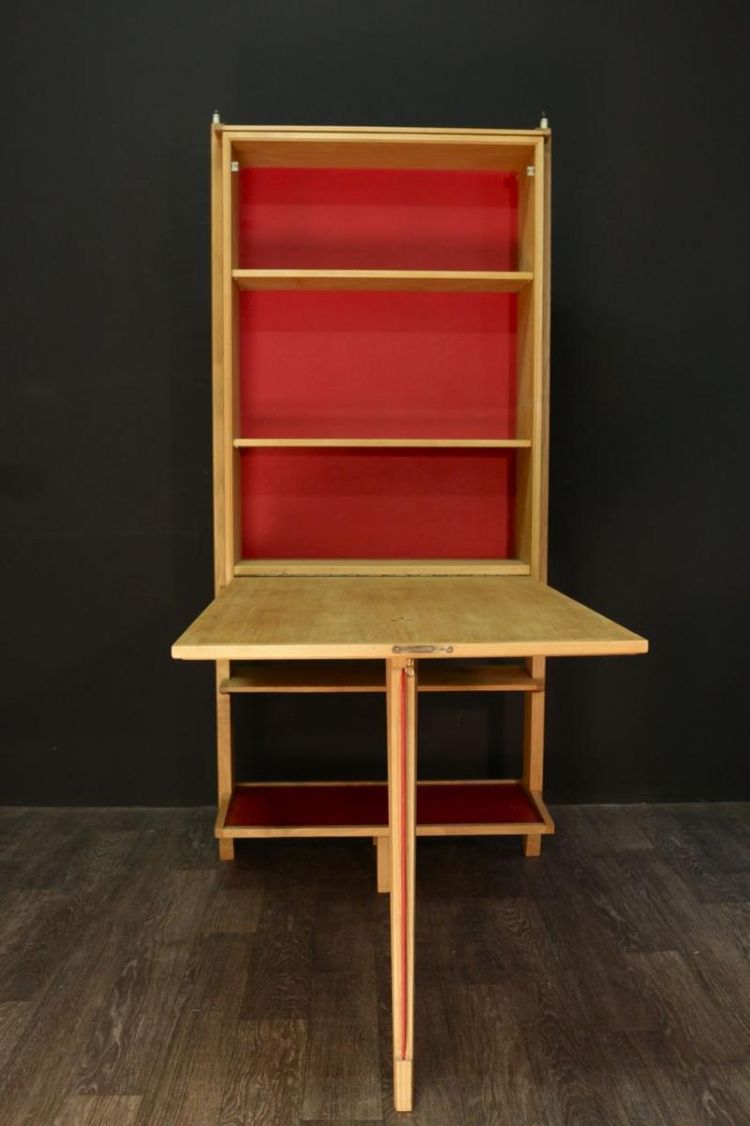 Janette Laverrière e Maurice Pré, scrivania/libreria in quercia, 1958 circa