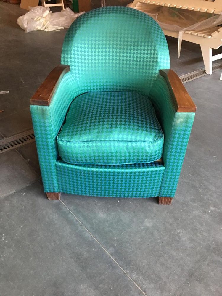 Coppia di poltrone Art Déco in mogano e tessuto, 1930 circa