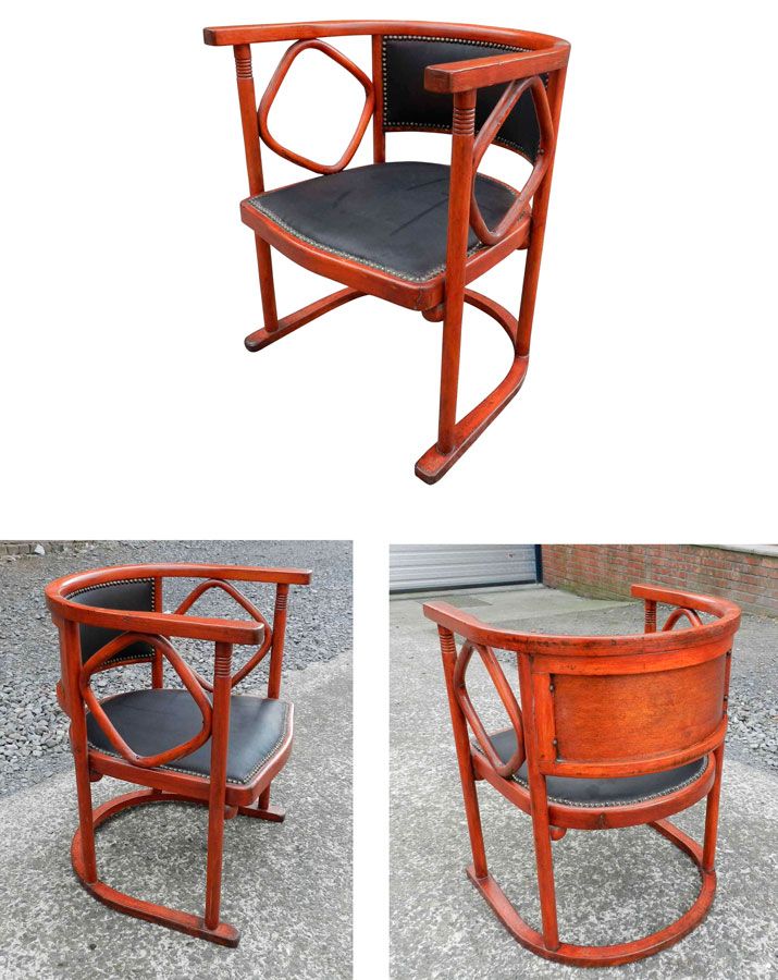 Josef Hoffmann, Fauteuil En Hêtre Courbé Vers 1900 ,recouvert Posterieusement De Cuir