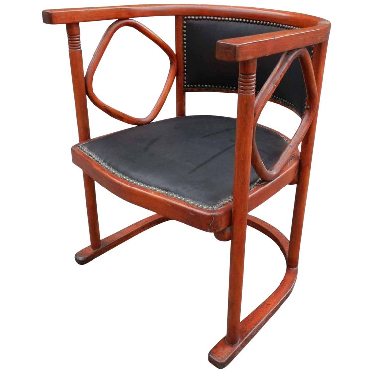 Josef Hoffmann, Fauteuil En Hêtre Courbé Vers 1900 ,recouvert Posterieusement De Cuir