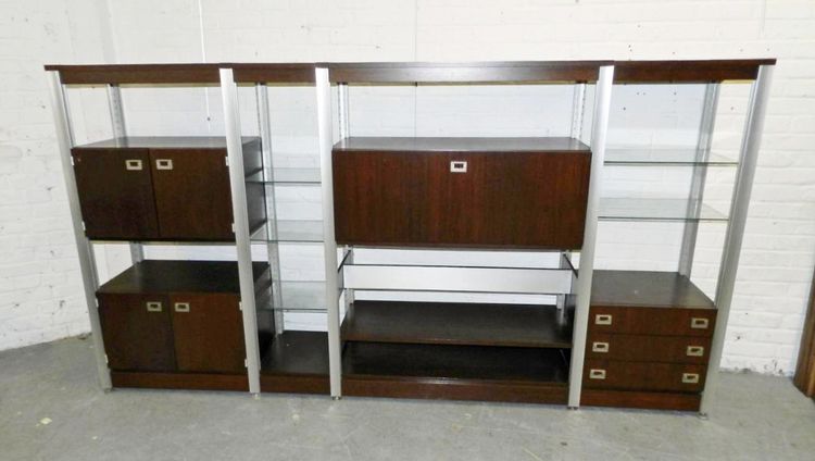 Large Aluminium and Rosewood Bookcase Circa 1970