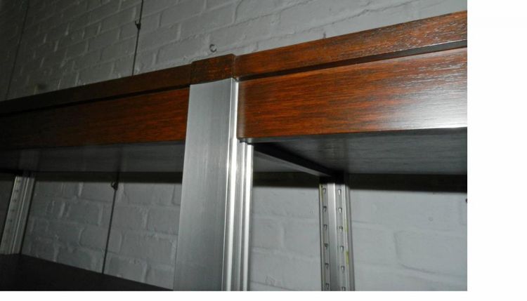 Large Aluminium and Rosewood Bookcase Circa 1970