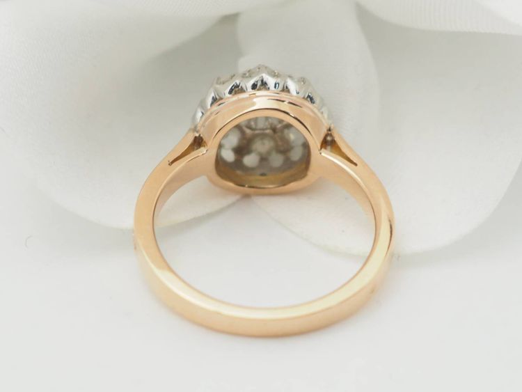 Anello antico in oro rosa, platino e diamanti