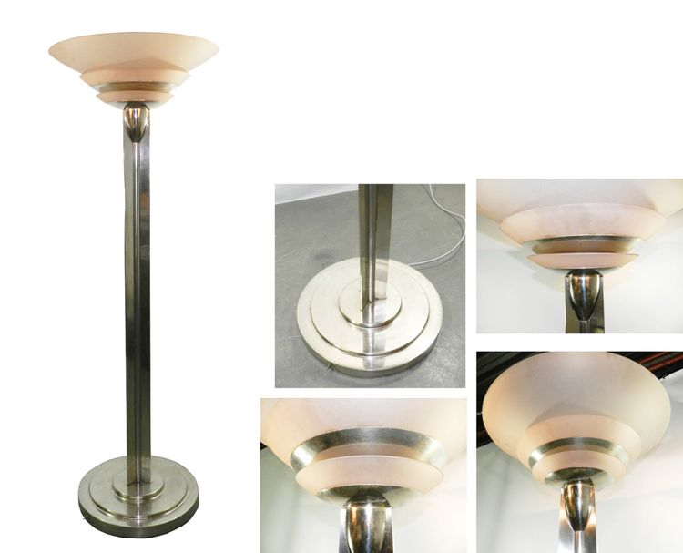 Jean Perzel ,Very Rare Art Deco Floor Lamp , Model 32 , In Nickele Bronze.circa