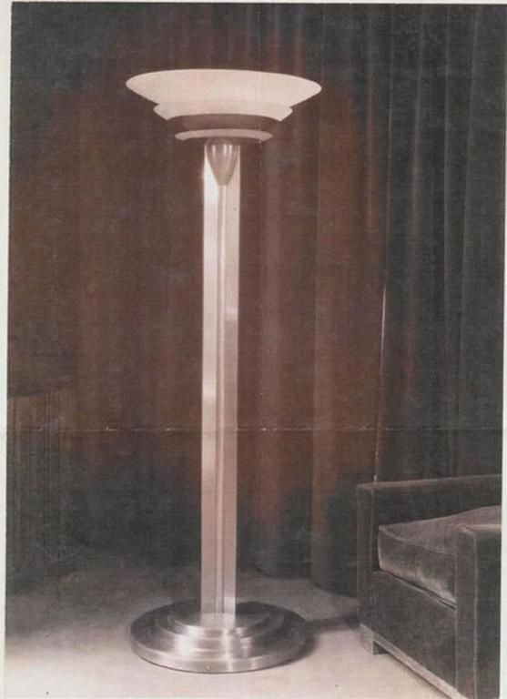 Jean Perzel ,Very Rare Art Deco Floor Lamp , Model 32 , In Nickele Bronze.circa