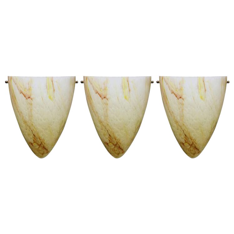 Set of 3 stained glass wall lights, circa 1970, Clichy style, Murano