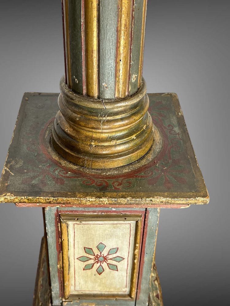 SERIES OF FOUR 18th-CENTURY ITALIAN FLORENTINE PIEDESTALS IN POLYCHROME WOOD