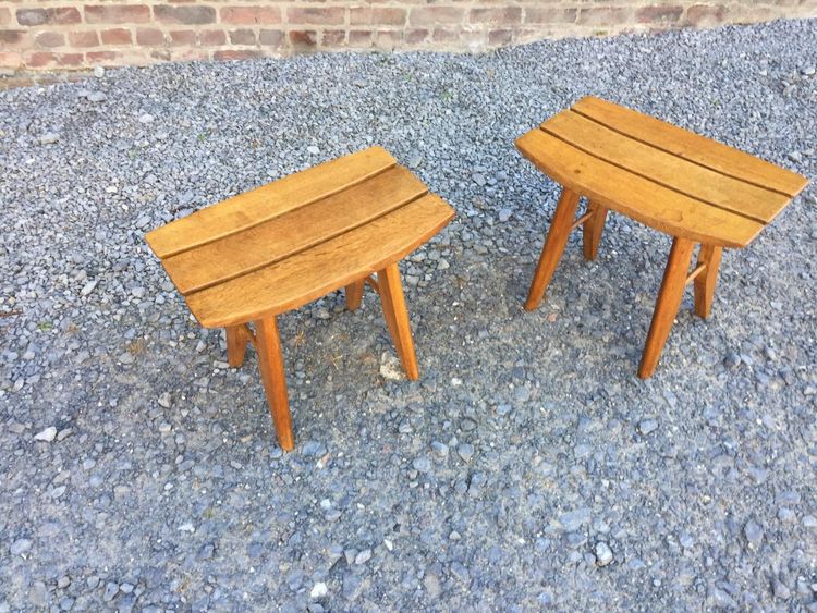Guillerme Et Chambron, Paire De Tabourets Circa 1950, Edition Votre Maison