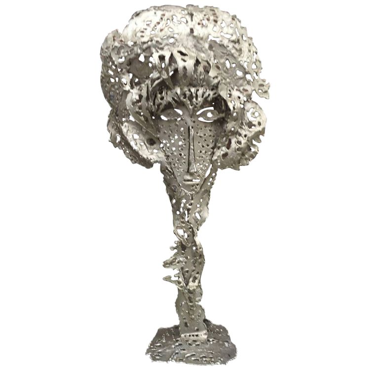 Krister, lampada/scultura brutalista in metallo 1970 circa, firmata