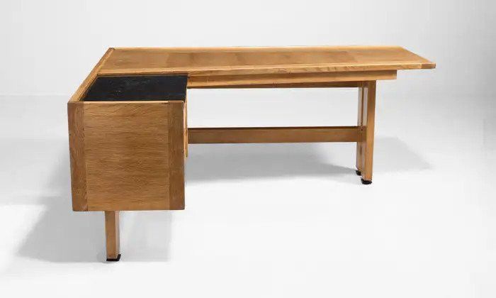 Guillerme Et Chambron, Large Oak Desk Edition Votre Maison Circa 1950