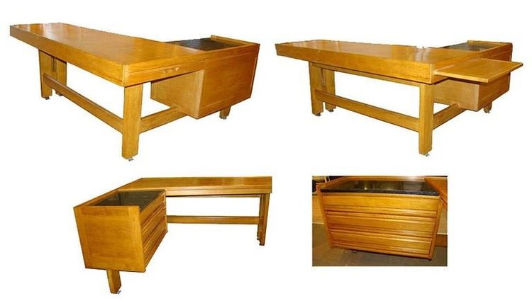 Guillerme Et Chambron, Large Oak Desk Edition Votre Maison Circa 1950