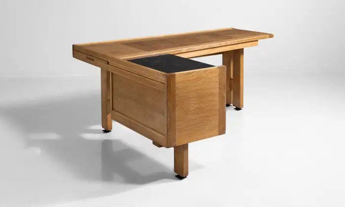Guillerme Et Chambron, Large Oak Desk Edition Votre Maison Circa 1950