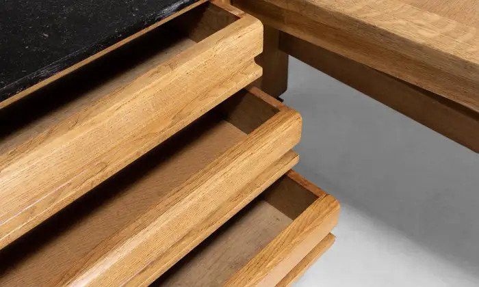 Guillerme Et Chambron, Large Oak Desk Edition Votre Maison Circa 1950
