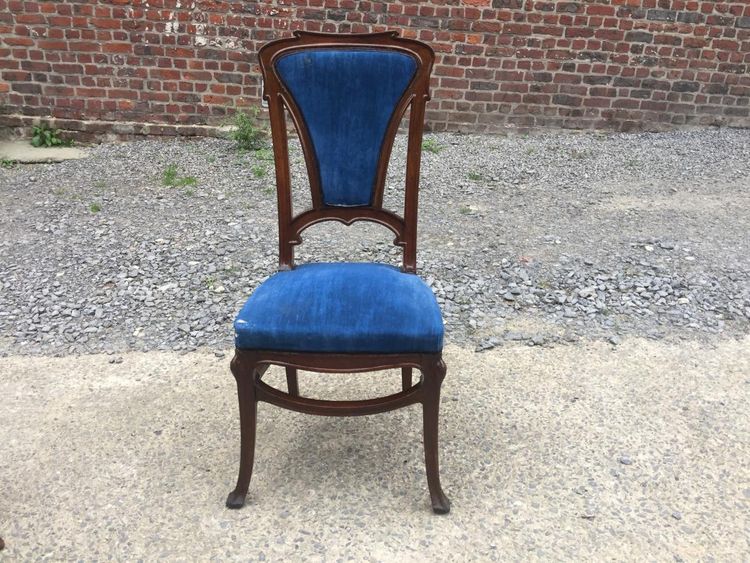 Pair Of Art Nouveau Mahogany Chairs, Ecole De Nancy, Circa 1900