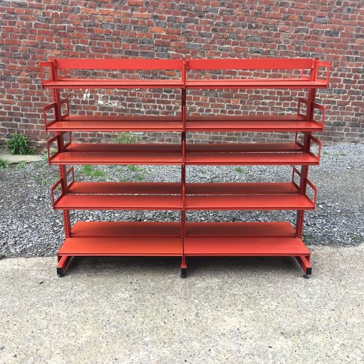 Grande scaffale modulare bifacciale in ferro laccato 1970/1980 circa