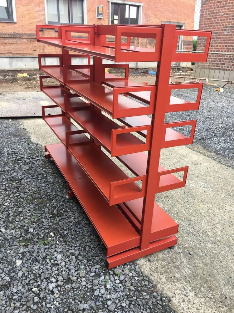 Grande scaffale modulare bifacciale in ferro laccato 1970/1980 circa
