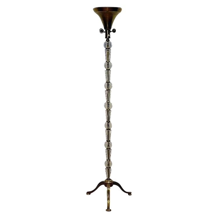 Maison Baguès, Lampada da terra in vetro e metallo Circa 1960