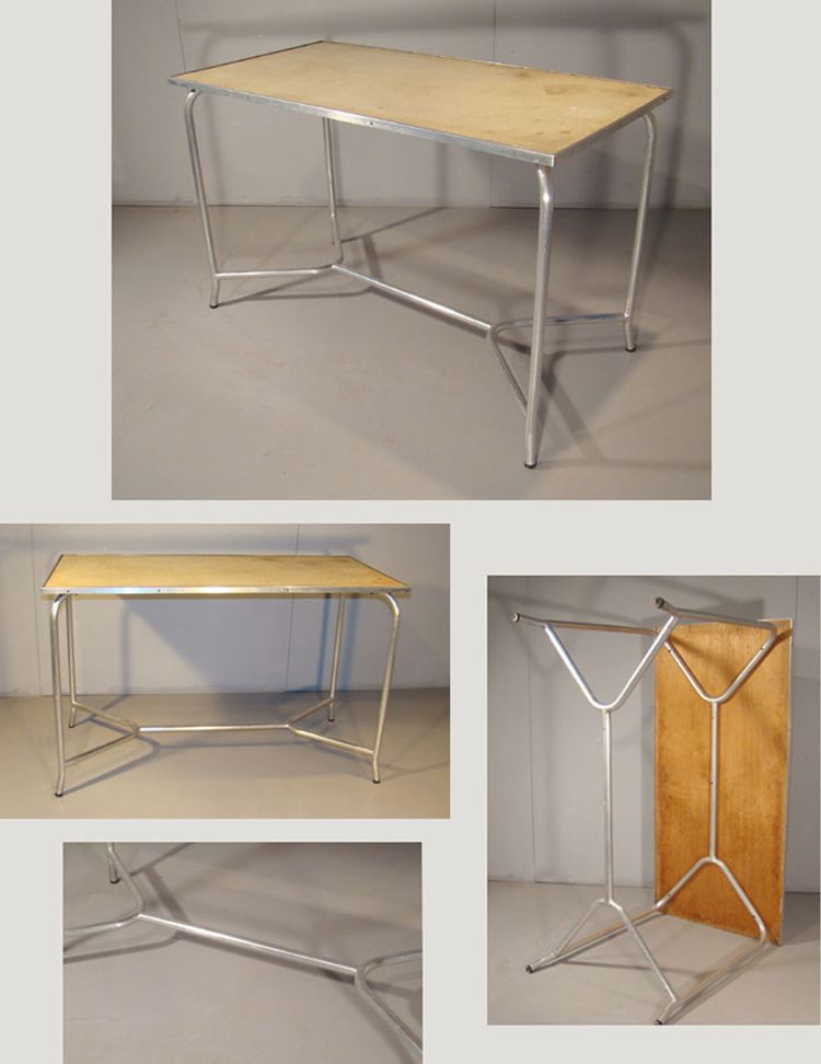 Tavolo in alluminio Art Déco modernista, circa 1930/1950
