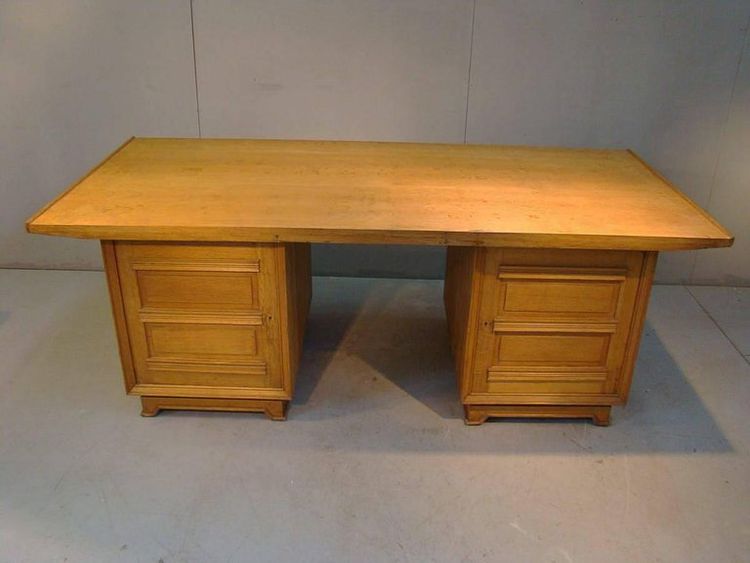 Travail Francais 1940, Bureau Art-deco En Chene Et Placage De Chene