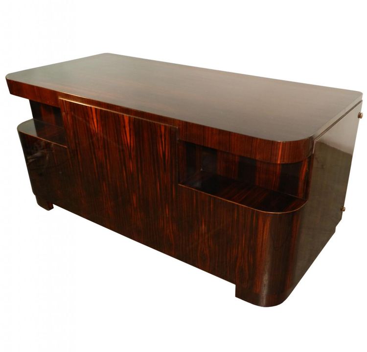 Decoene Freres, Cabinet Travail d' Epoque Art Deco En Placage d' Ebene De Macassar
