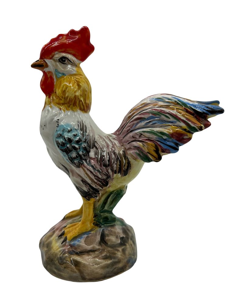 Pair of Polychrome Earthenware Roosters - Manufacture de Bassano - XXth century