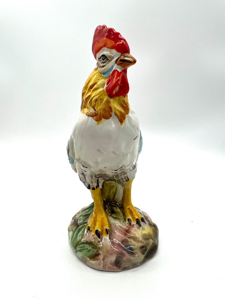 Pair of Polychrome Earthenware Roosters - Manufacture de Bassano - XXth century