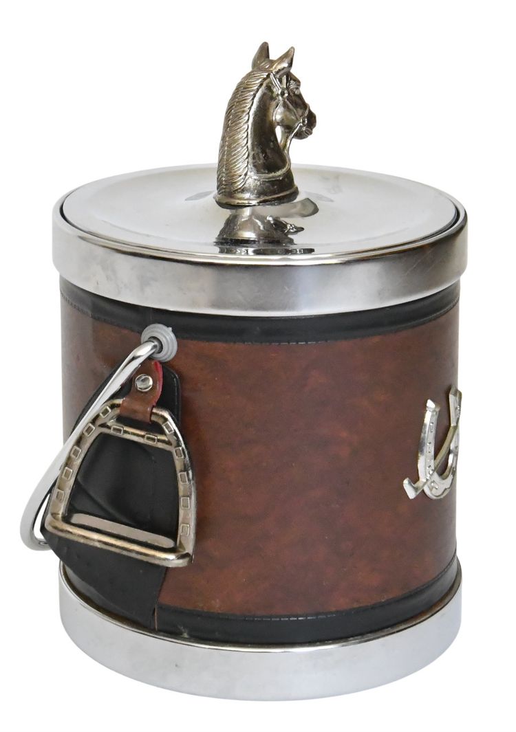 Equestrian horse-themed ice bucket, vintage 1970s