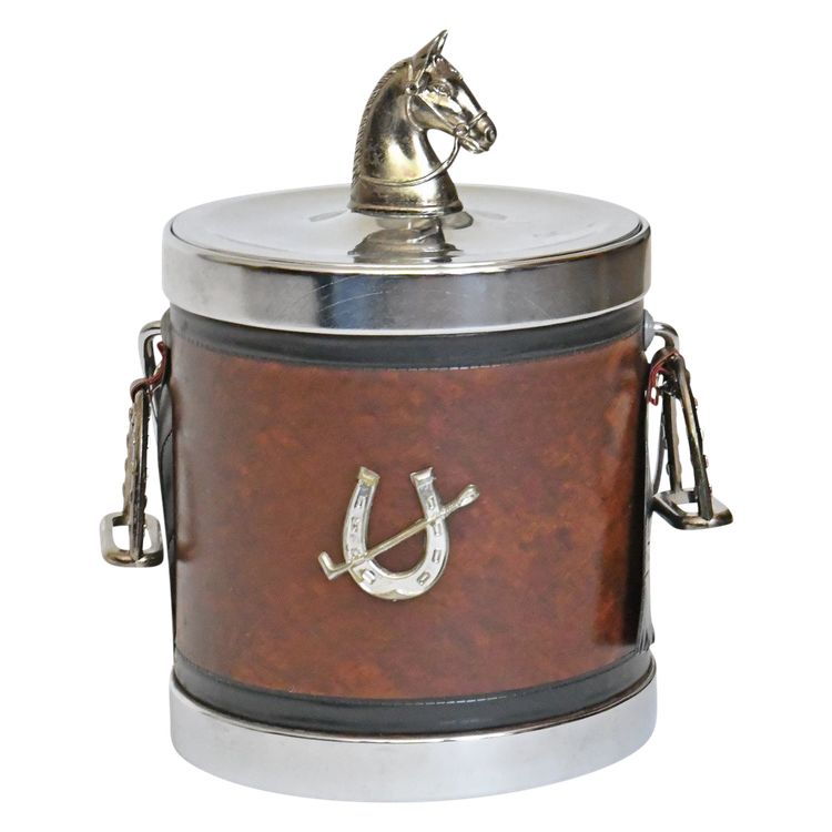 Equestrian horse-themed ice bucket, vintage 1970s