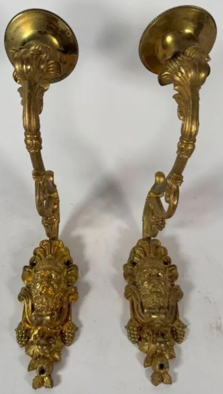Pair of Louis XIV style sconces in chased ormolu Decorated with mascaron ( bacchus )