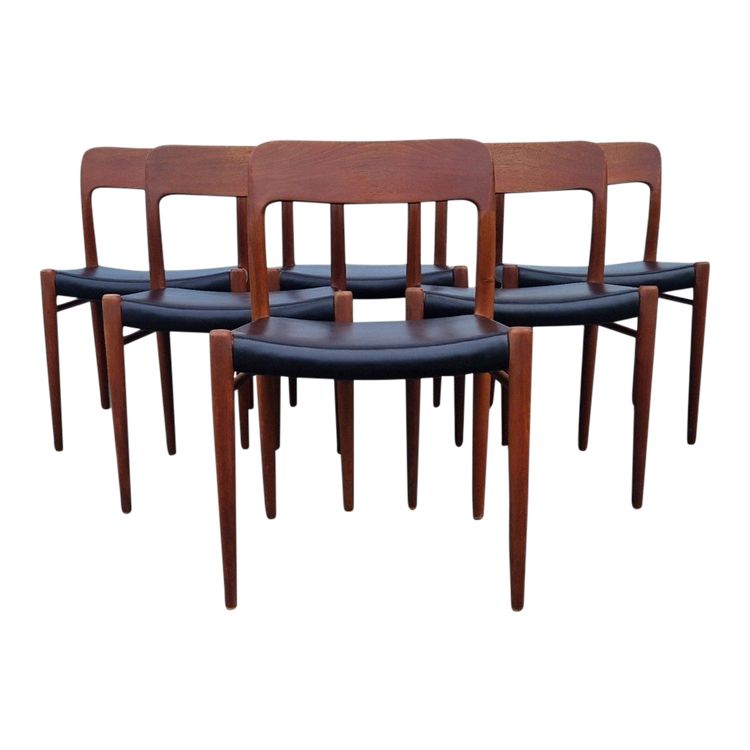 Series Of Six Solid Teak Chairs, Mod. 75, Niels O'moller