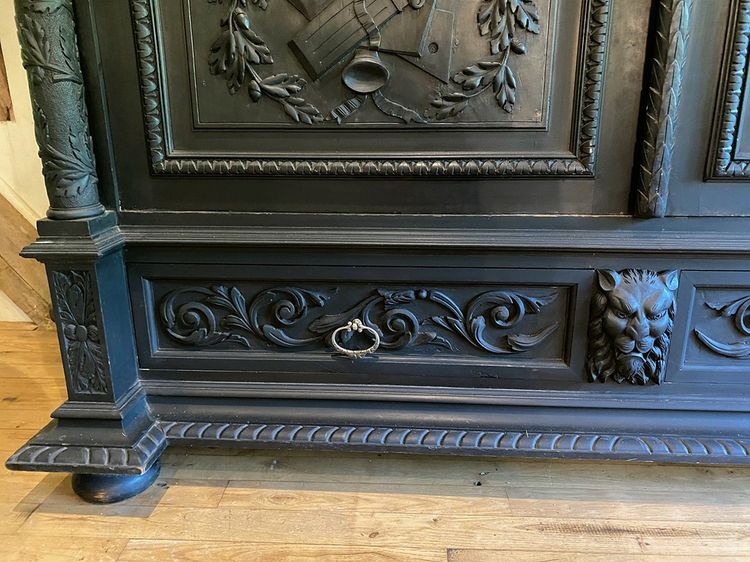 Very large blackened pearwood bookcase, Napoleon III period