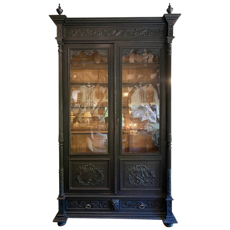 Very large blackened pearwood bookcase, Napoleon III period