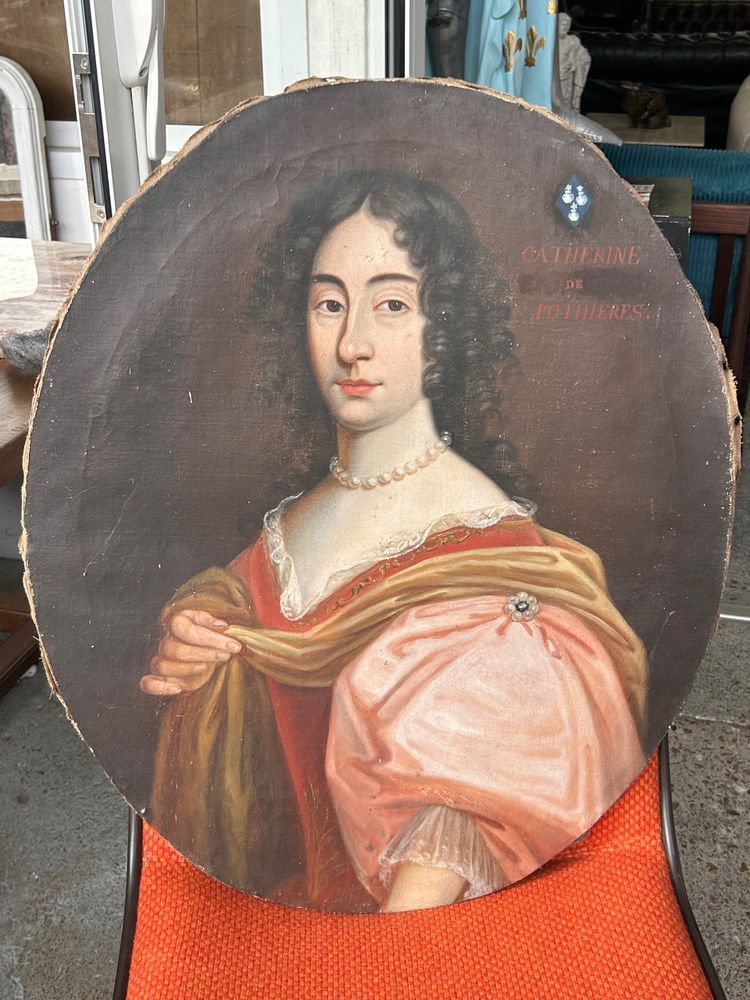 Ovales Frauenporträt aus dem 18. Jahrhundert Catherine De Pothieres Öl auf Leinwand H 73 Cm