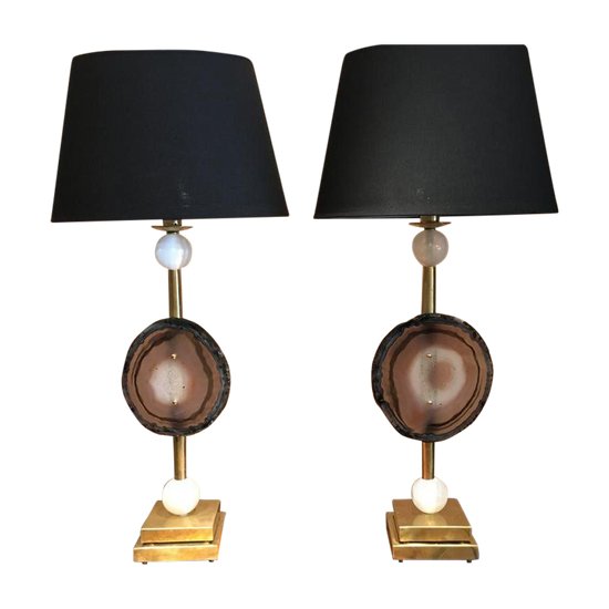 Pair Of "fossil" Lamps, 20th Century