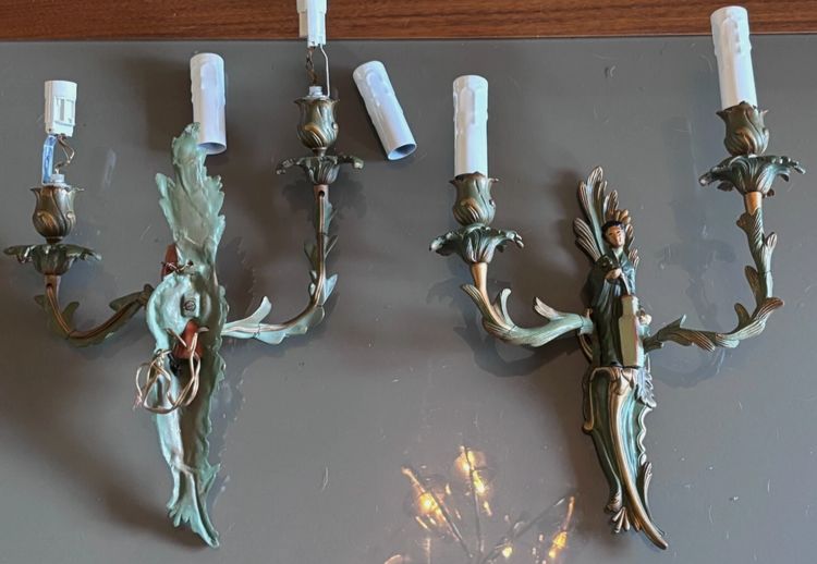Maison JANSEN Wall lights in polychrome bronze with Chinese or Mandarin decoration