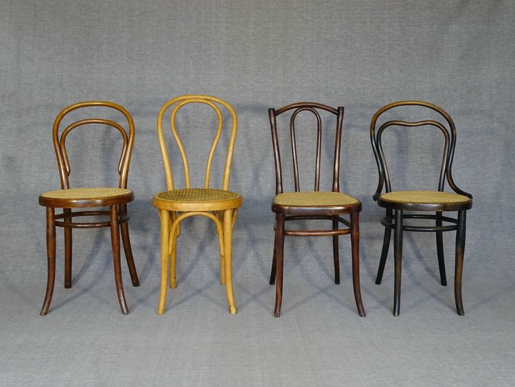 Set of 4 Bistrot 1/2 chairs from 1910 with cane seats Thonet / Horgen