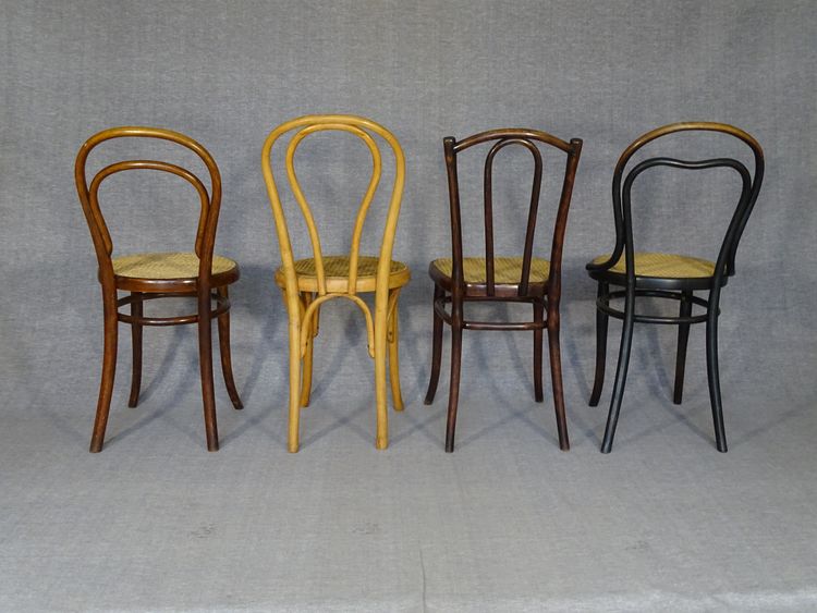 Set of 4 Bistrot 1/2 chairs from 1910 with cane seats Thonet / Horgen