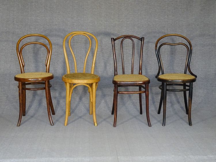 Set of 4 Bistrot 1/2 chairs from 1910 with cane seats Thonet / Horgen