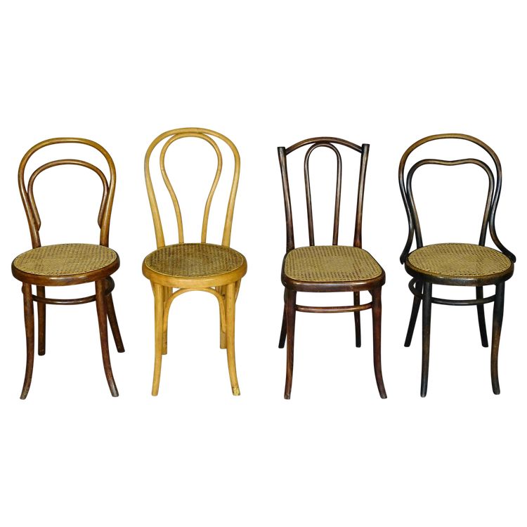 Set of 4 Bistrot 1/2 chairs from 1910 with cane seats Thonet / Horgen