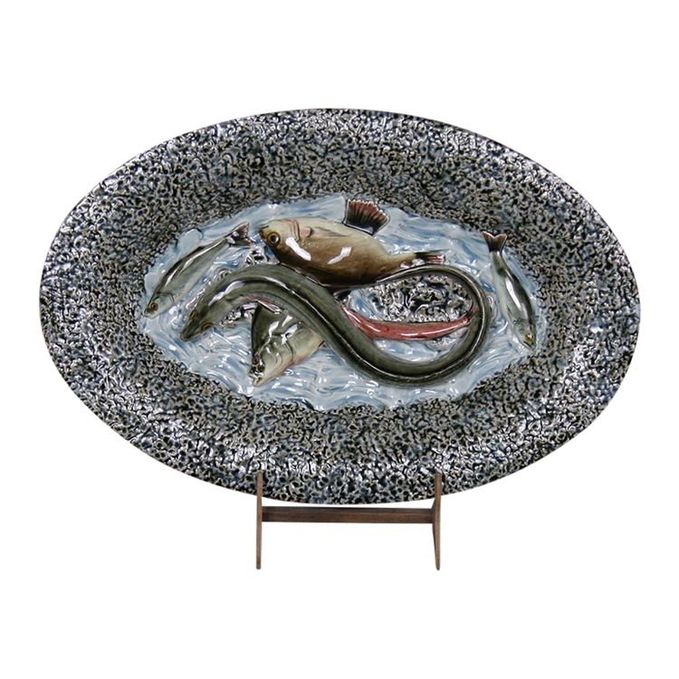 Barbotine plate, Palissy style, 19th century