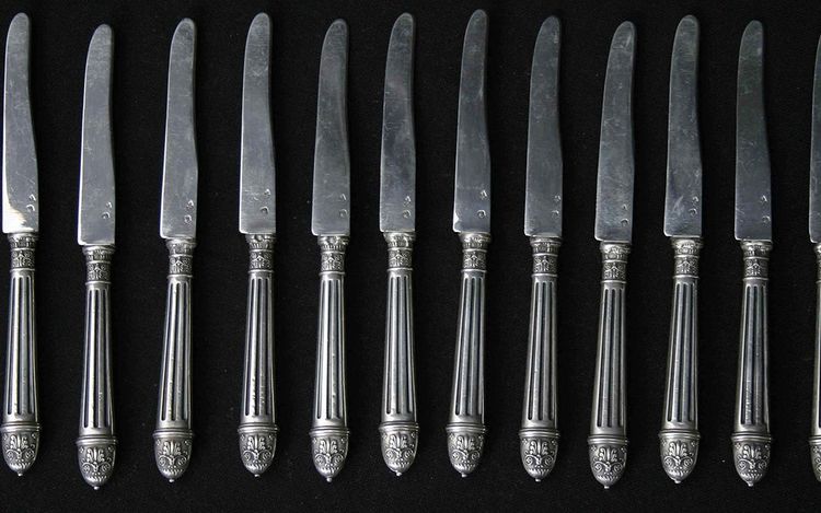 12 dessert knives thicket solid silver