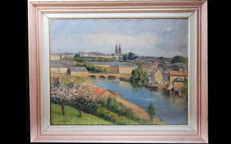 Kirche von Niort, Öl auf Leinwand signiert F. Morvan