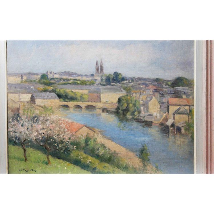 Kirche von Niort, Öl auf Leinwand signiert F. Morvan
