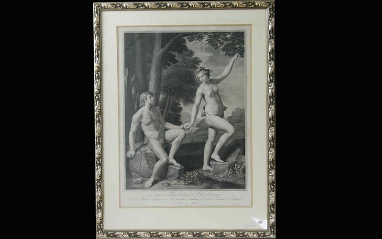 Etching from Carlo Cignani "the temptation"