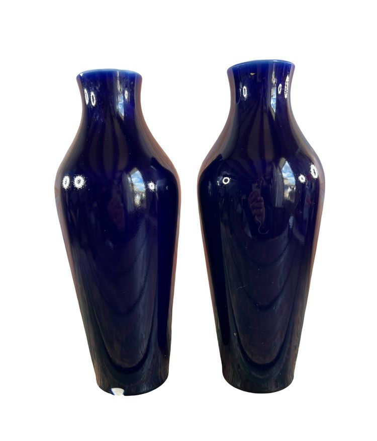 Coppia di vasi in porcellana - Manufacture de Sèvres - Blu intenso - Fine XIX/inizio XX secolo