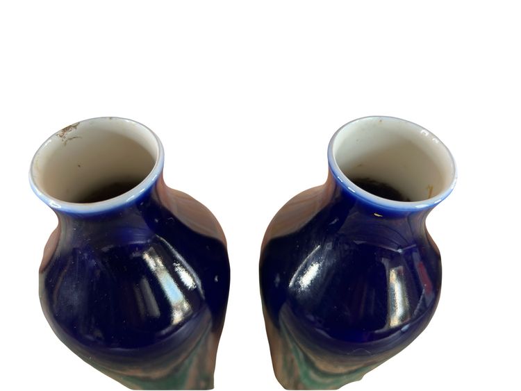 Coppia di vasi in porcellana - Manufacture de Sèvres - Blu intenso - Fine XIX/inizio XX secolo