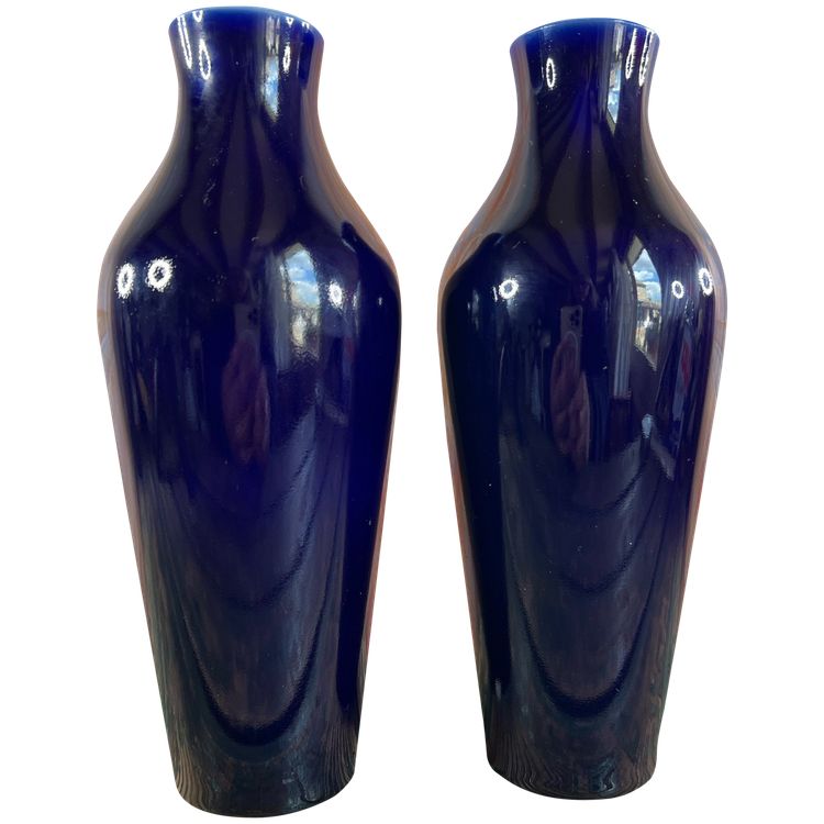 Coppia di vasi in porcellana - Manufacture de Sèvres - Blu intenso - Fine XIX/inizio XX secolo