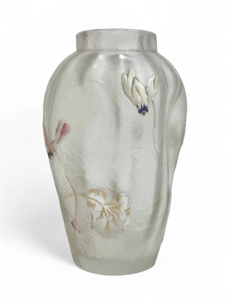 Montjoye - Legras Vase Triboulet mit Alpenveilchen-Dekor